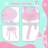 HOMCOM Kids Dressing Table Girls Pink Wooden Kids Dressing Table & Stool Make Up Desk Chair Toys Fairy Dresser Play Set w/Mirror