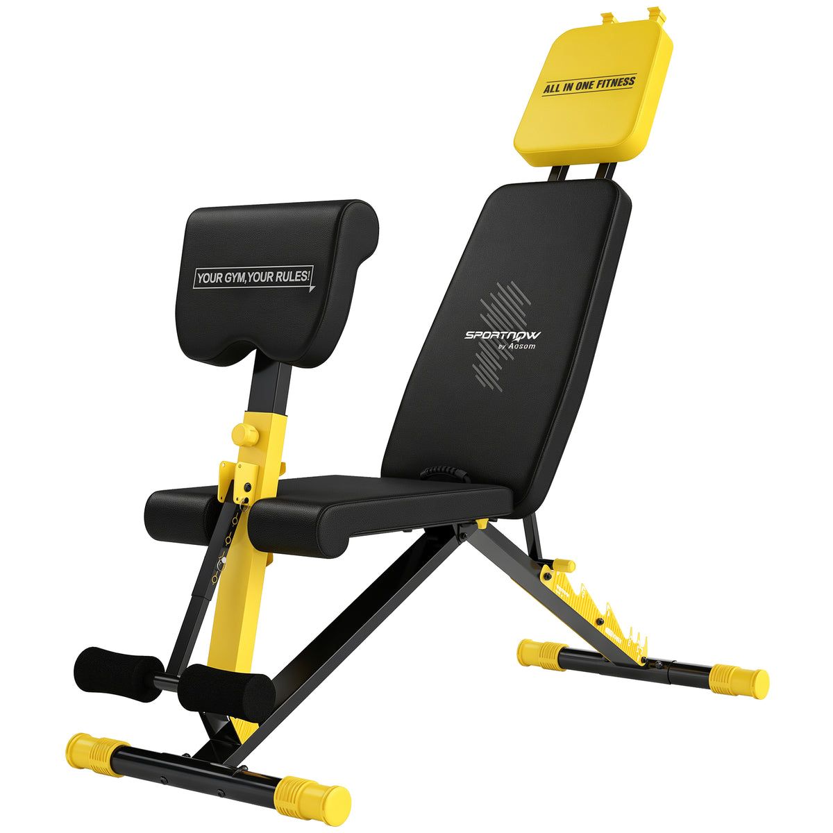 SPORTNOW Adjustable Weight Bench for Home Gym in Yellow