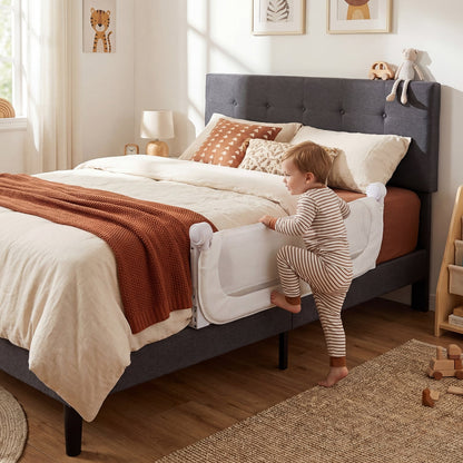 Foldable Bed Rail for Toddlers 120 Long with Removable Cover-White