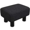 HOMCOM Linen Fabric Footstool Ottoman Cube with 4 Plastic Legs, Black