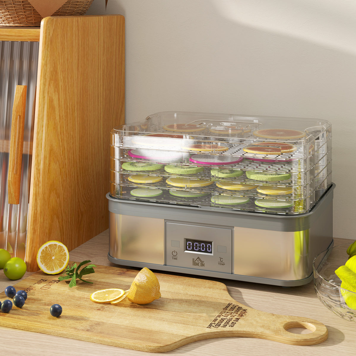 HOMCOM 5 Tier Food Dehydrator in Grey