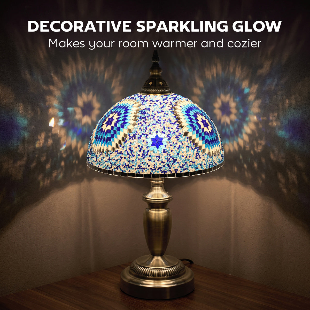 HOMCOM 30cm Tiffany Lamp in Blue