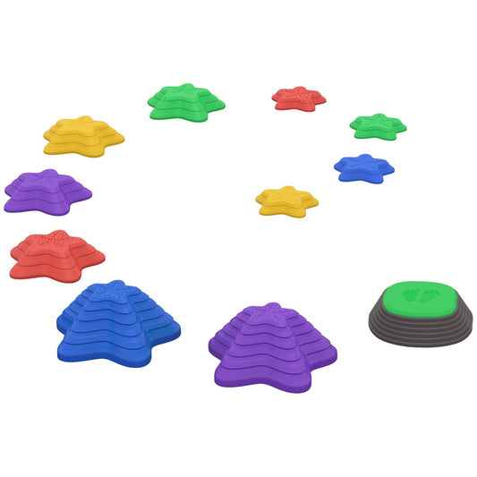 أحجار توازن للأطفال من زونيكيز، 11 قطعة على شكل نجم البحر غير قابلة للانزلاق قابلة للتكديس، للعب الحسي في الداخل والخارج، لمسار العوائق