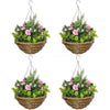 Outsunny Set of Four Hanging Lisianthus Flower Pots - Pink/Green