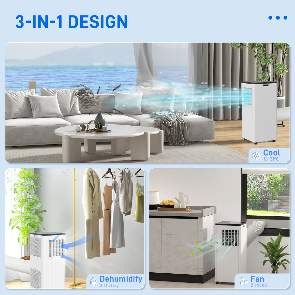 HOMCOM 7,000 BTU App-Controlled Mobile Air Conditioner in White