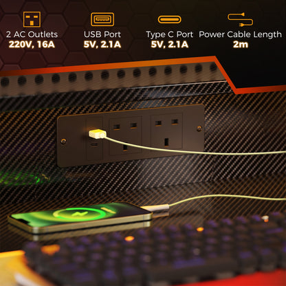 HOMCOM Two-Level LED Gaming Desk in Black