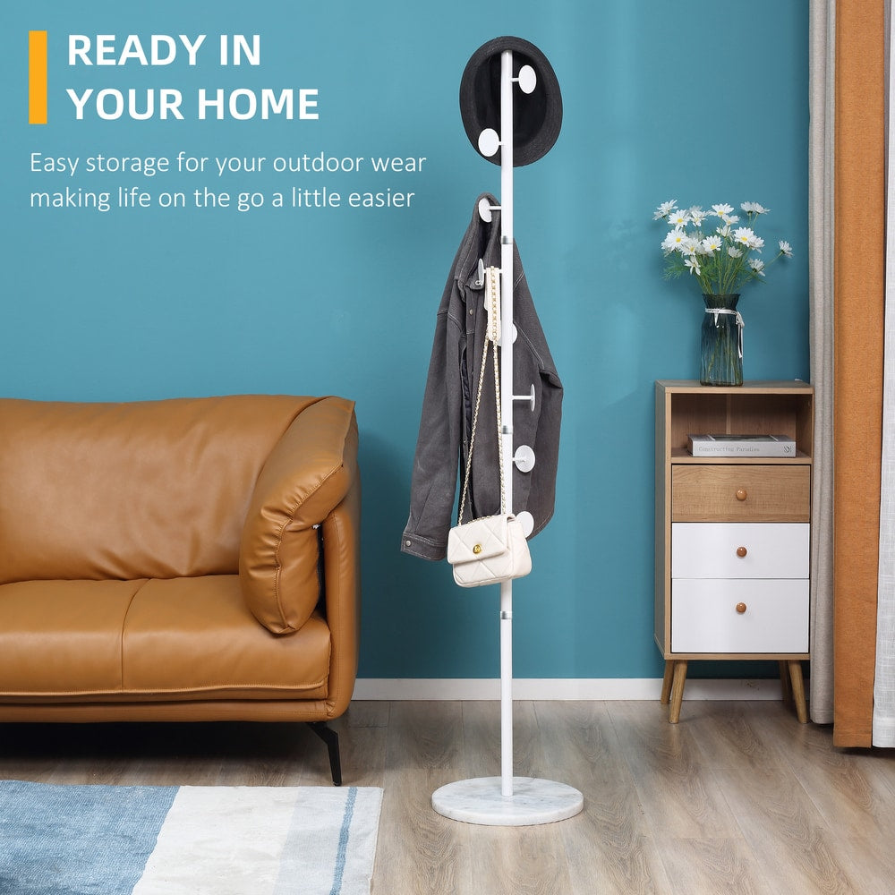 HOMCOM Coat Rack Free Standing Hall Tree in White