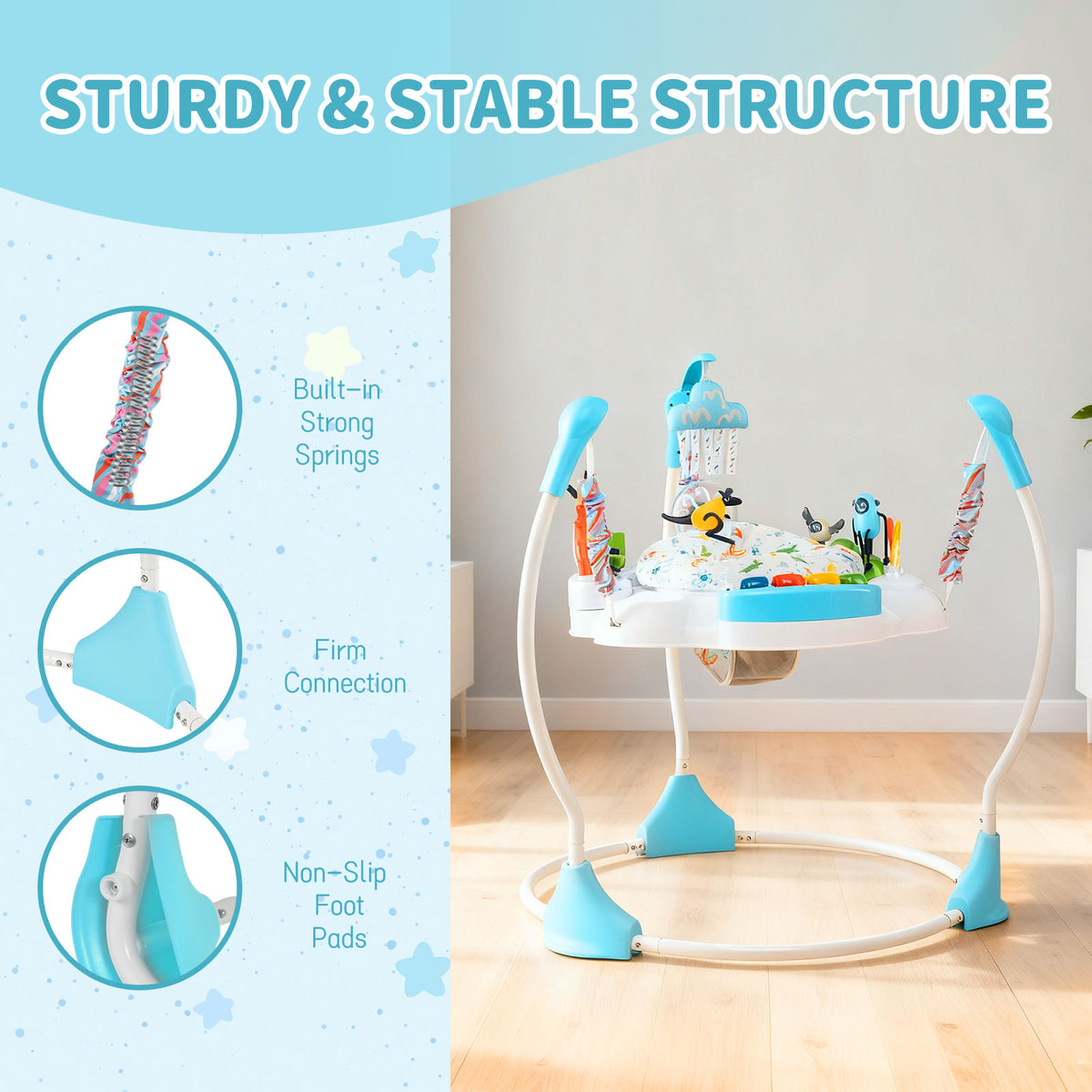 Baby Activity Center Baby Jumper and Bouncer with 6 Interactive Toys for Babies Age 6 Months +-Green