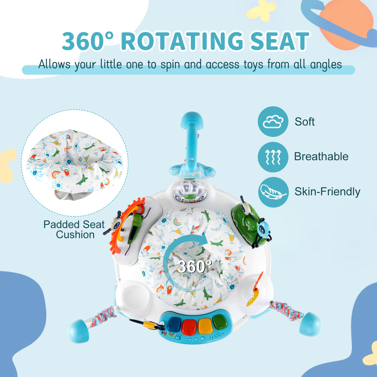 Baby Activity Center Baby Jumper and Bouncer with 6 Interactive Toys for Babies Age 6 Months +-Green