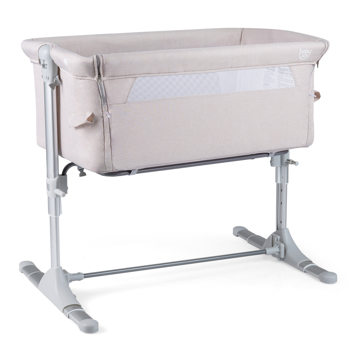 Baby Bassinet Crib Bedside Sleeper with Adjustable Height-Beige