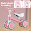 Baby Balance Bike with Height Adjustable Handle and Seat-Pink