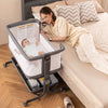 Baby Bassinet Bedside Sleeper with 6-Level Adjustable Height and Storage Shelf-Dark Grey