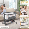 Baby Bassinet Bedside Sleeper with 6-Level Adjustable Height and Storage Shelf-Grey