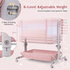 Baby Bassinet Bedside Sleeper with 6-Level Adjustable Height and Storage Shelf-Pink