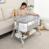 Baby Bedside Crib with Mattress for Birth to 9kg-Light Grey