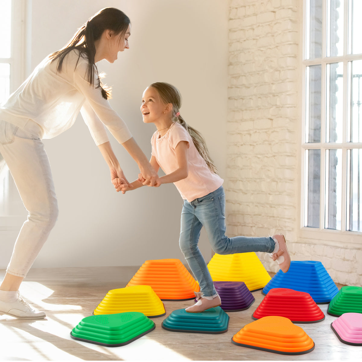 Set of 11 Kids Stepping Stones Balance Blocks in Multicolour