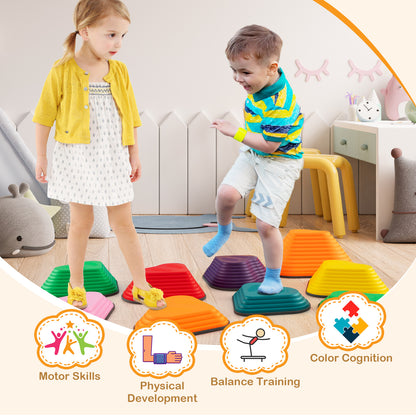 Set of 11 Kids Stepping Stones Balance Blocks in Multicolour
