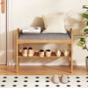 Bamboo Shoe Bench with Padded Cushion for Entrance Hallway-Grey