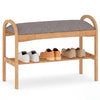 Bamboo Shoe Bench with Padded Cushion for Entrance Hallway-Grey