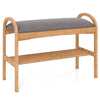 Bamboo Shoe Bench with Padded Cushion for Entrance Hallway-Grey