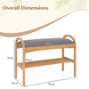Bamboo Shoe Bench with Padded Cushion for Entrance Hallway-Grey