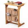 Bamboo Side Table C-Shaped Sofa End Table Laptop Desk-Natural