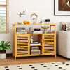 Bamboo Bathroom Cabinet 2-Door Storage Organizer with Shelves-Natural
