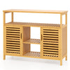 Bamboo Bathroom Cabinet 2-Door Storage Organizer with Shelves-Natural