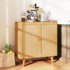 Bamboo Buffet Cabinet Sideboard with PE Rattan Doors-Natural