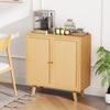 Bamboo Buffet Cabinet Sideboard with PE Rattan Doors-Natural
