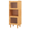 3-Cube Bamboo Cabinet with Open Compartment and 2 Acrylic Doors-Natural