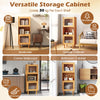 3-Cube Bamboo Cabinet with Open Compartment and 2 Acrylic Doors-Natural