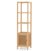 Bamboo Floor Storage Cabinet with Shuttered Door-Natural