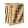 80 L Bamboo Laundry Hamper with Lid and Handles-Natural