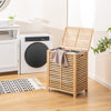 80 L Bamboo Laundry Hamper with Lid and Handles-Natural