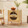 Bamboo Nightstand Mid-century Modern Bedside Table with 2 Storage Drawers-Natural