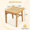 Rattan Top Bamboo Vanity Stool with Anti-slip Foot Pads-Natural