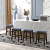 Bar Stool Set of 4 with Padded Seat and Rubber Wood Legs-Brown