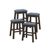 Bar Stool Set of 4 with Padded Seat and Rubber Wood Legs-Brown
