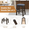 Bar Stool Set of 4 with Padded Seat and Rubber Wood Legs-Brown