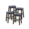 Bar Stool Set of 4 with Padded Seat and Rubber Wood Legs-Brown