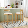 62CM Teddy Velvet Upholstered Bar Chairs Set of 2 with Backrests and Footrests-White