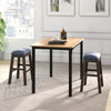Bar Stool Set of 2 with Padded Seat and Rubber Wood Legs-Brown