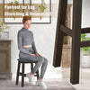 Bar Stool Set of 2 with Padded Seat and Rubber Wood Legs-Brown