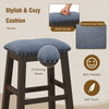 Bar Stool Set of 2 with Padded Seat and Rubber Wood Legs-Brown