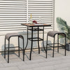 Metal Bar Height Bistro Stools Set of 2  with Curved Fabric Seat for Backyard Porch Poolside-Coffee
