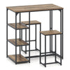 3-Piece Bar Table Set 2 Person Dining Furniture Set with 2 Stools-Brown