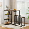 3-Piece Bar Table Set 2 Person Dining Furniture Set with 2 Stools-Brown