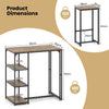 3-Piece Bar Table Set 2 Person Dining Furniture Set with 2 Stools-Brown