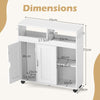 Bathroom Cabinet with Wheels Slim Side Storage Organizer with Adjustable Shelf and Towel Racks-White